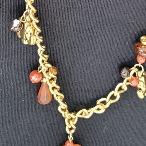 33" Necklace with Tiny Elephants and Frosted Beads. Sunset Colors. Light Weight. - Picture 9 of 11